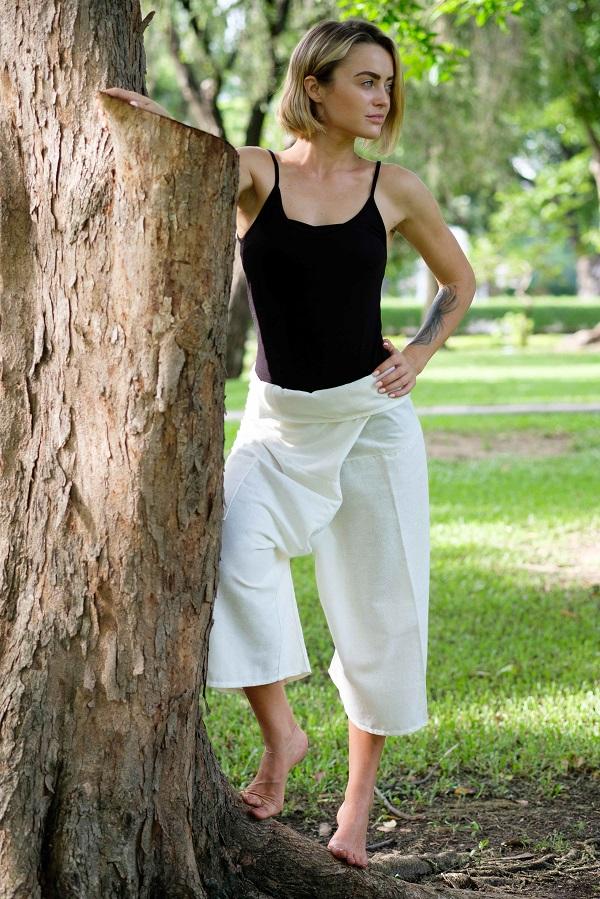 Plus Size CalÃ§a Saruel Branca Feminina Plus Size CalÃ§a Pescador