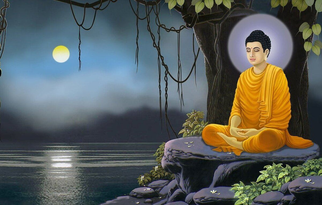 ilustração de Buda meditando sob a figueira