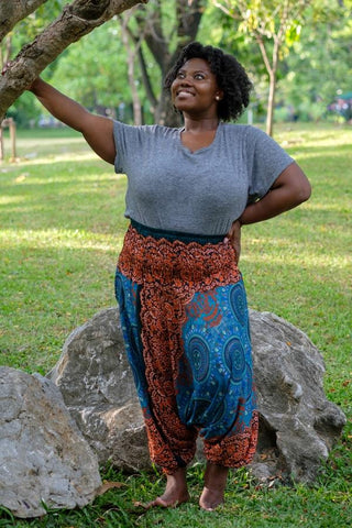 Calça Flor Laranja Plus Size_