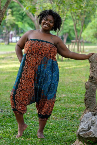 Calça Flor Laranja Plus Size_